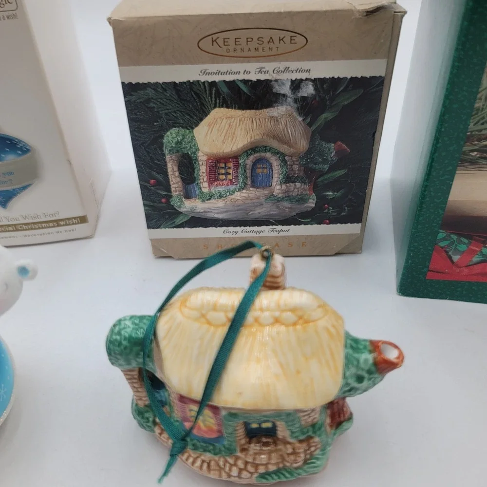 Hallmark Keepsake Ornament Lot Snowman Stocking Hanger Herbergers Glass Ball
